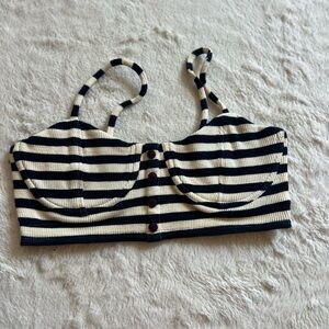Roxy striped Black and Cream Crop Top
